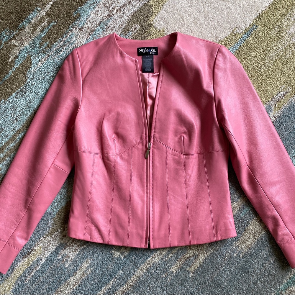 🌸Beautiful pink leather jacket from STYLE & co